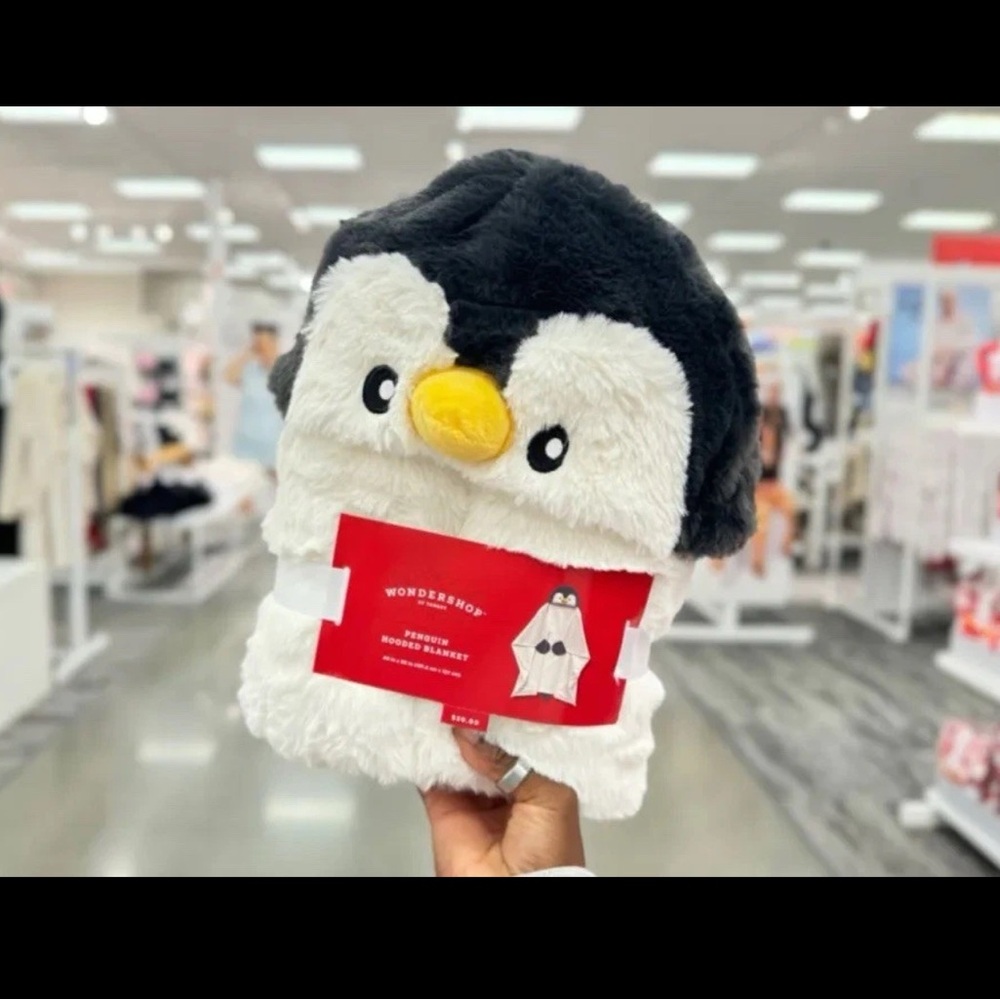Wondershop Penguin Hooded Blanket - Black, White, Yellow